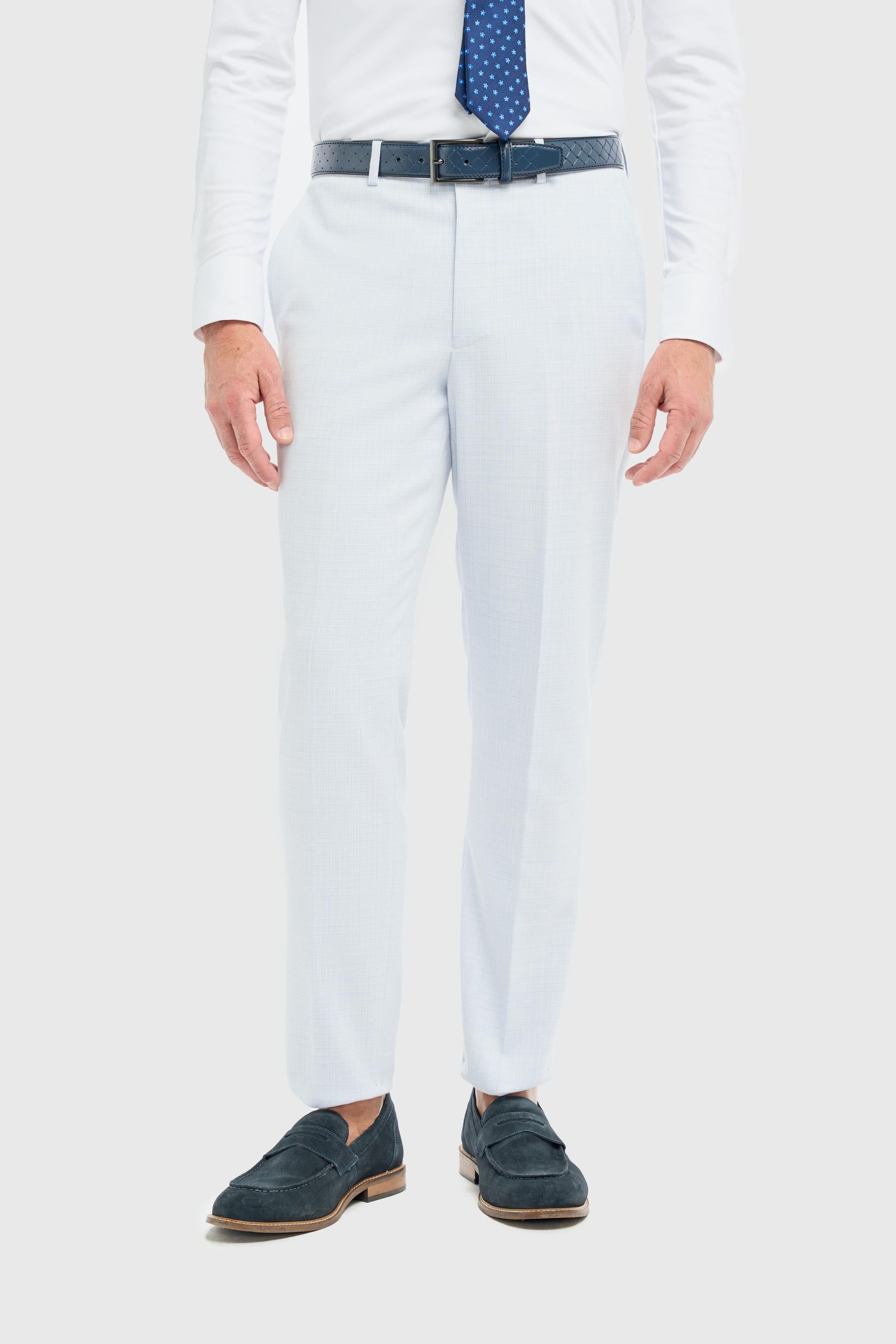 Men’s Slim Fit Textured Formal Trousers - Tropez - Sky Blue