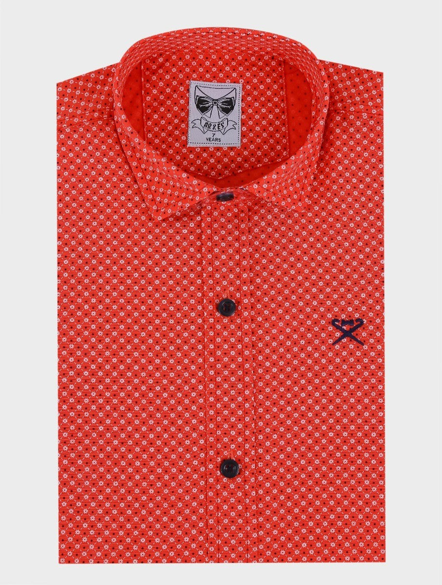 Chemise à Manches Longues à Motifs Slim Fit pour Garçons - ARTHUR - Rouge