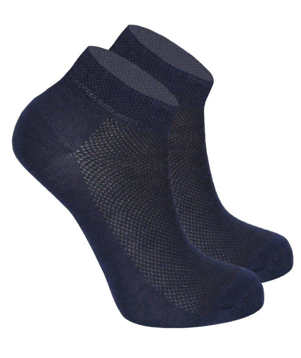 Unisex Stretch Cotton Ankle Socks, for Boys & Girls - Navy Blue