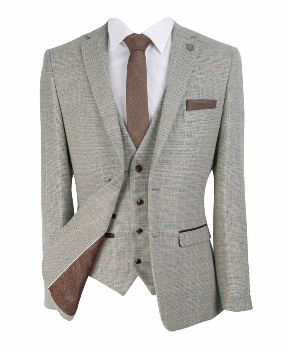 Costume en Tweed à Motif Check Beige Tailleur pour Homme - HOLLAND - Beige - Brun