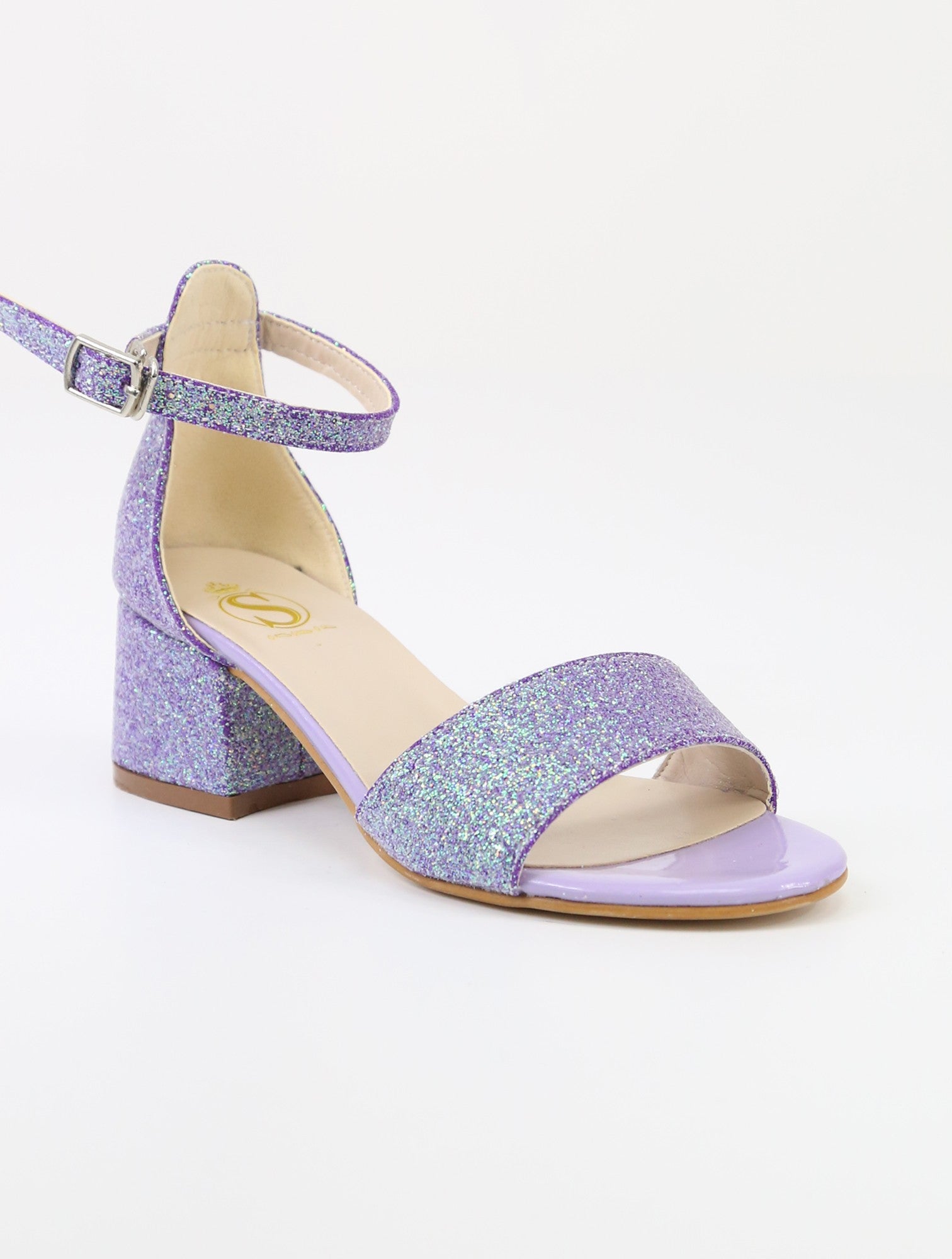 Sandales à Bloc Talon avec Bride à la Cheville pour Filles - SPARKLE - Violet