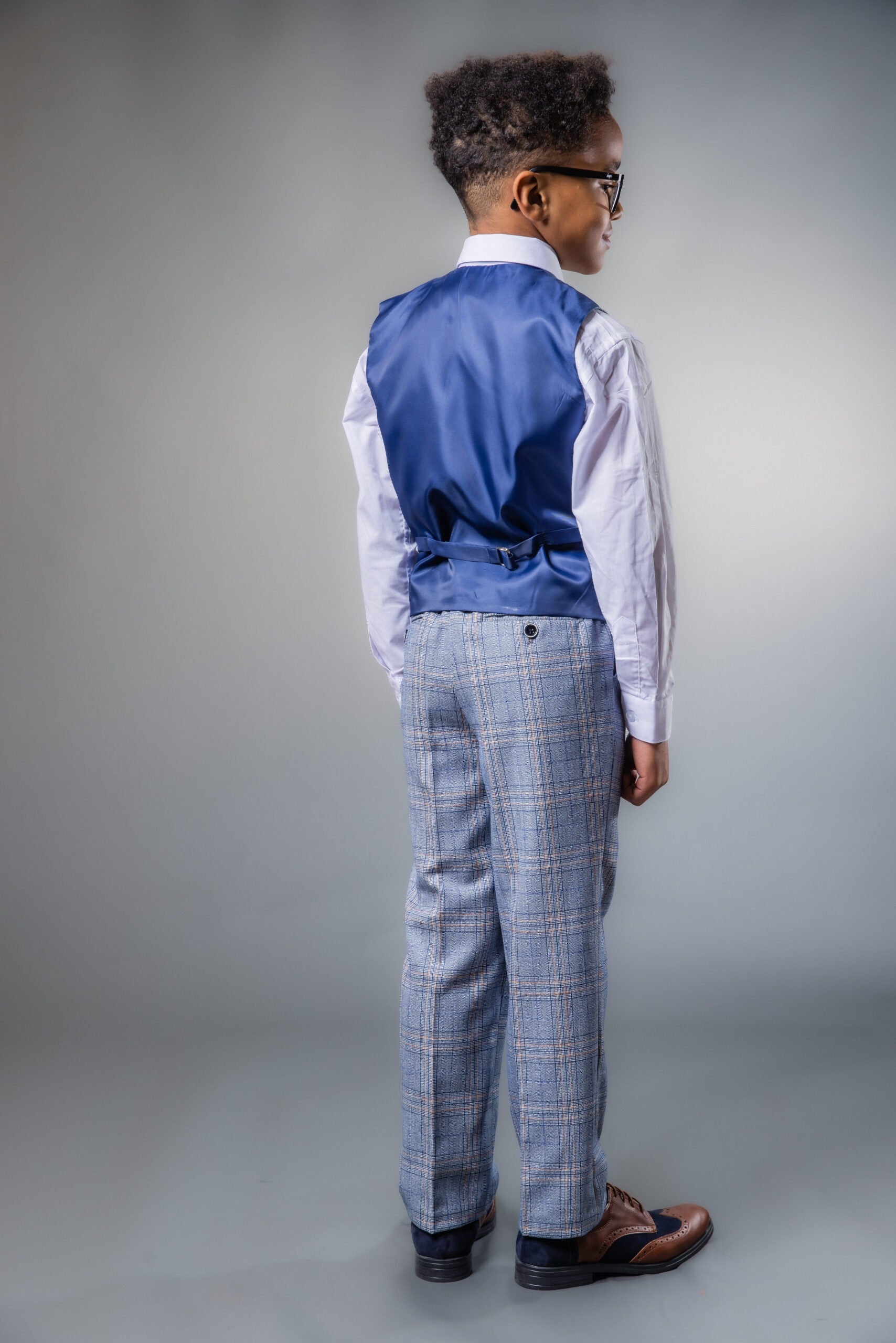 Costume à Carreaux Windowpane Slim Fit pour Garçons - LEVI Bleu