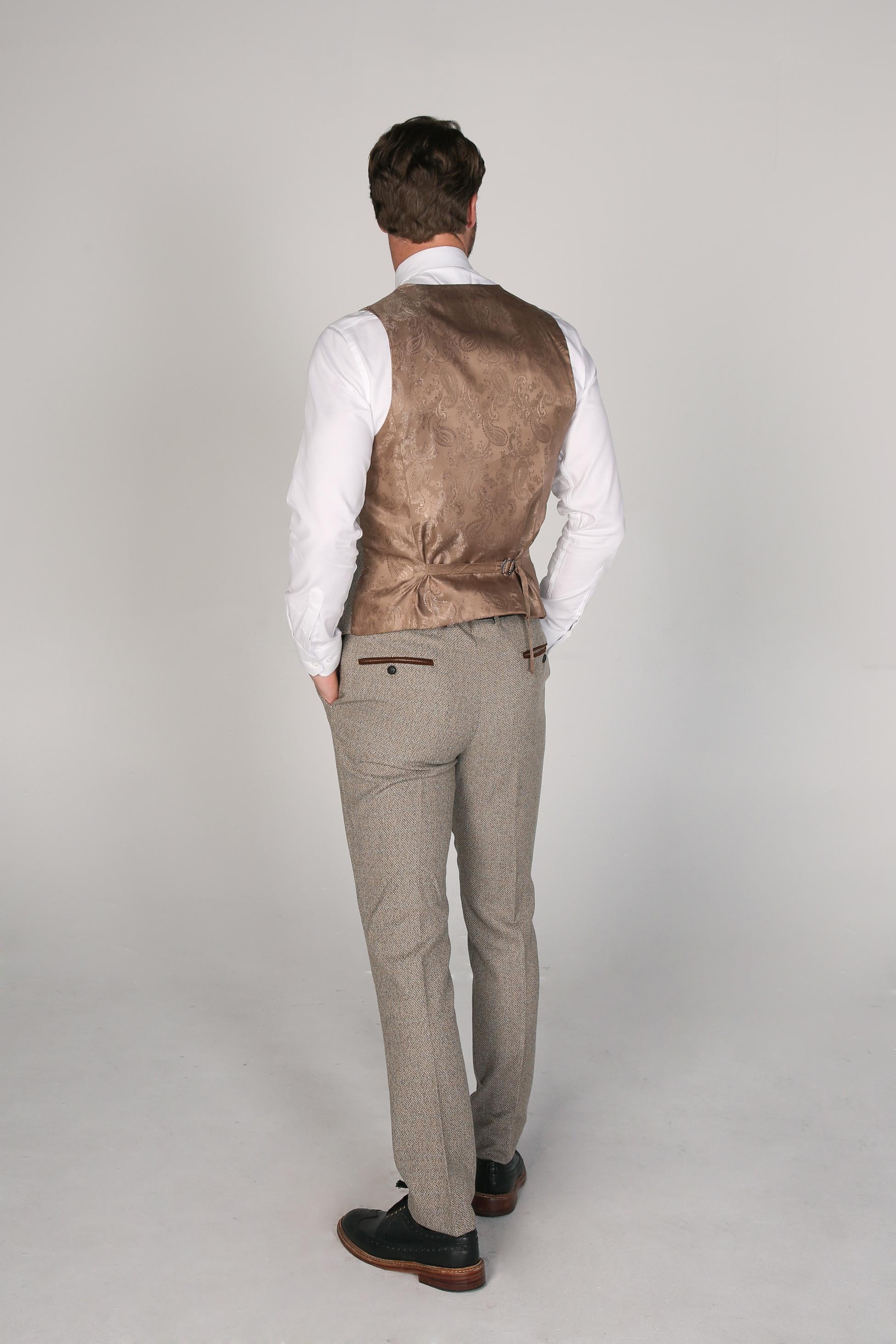 Herren Tweed Maßgeschneiderter Anzug - RALPH Beige - Beige