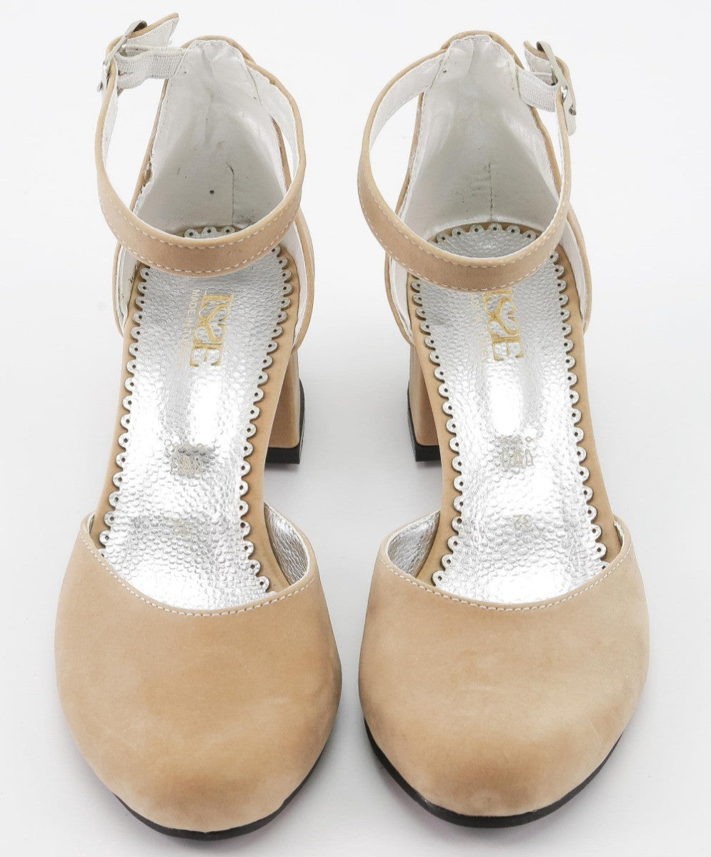 Mädchen Mary Jane Blockabsatz Schuhe - Beige