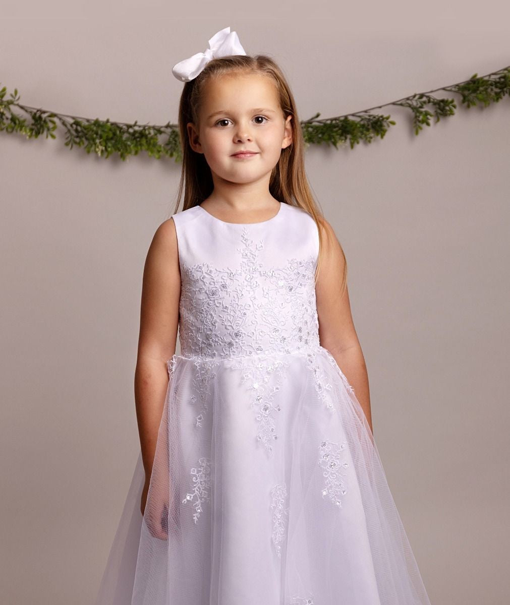 Robe en dentelle blanche pour fille d'honneur avec boléro - BEXLEY - Blanc