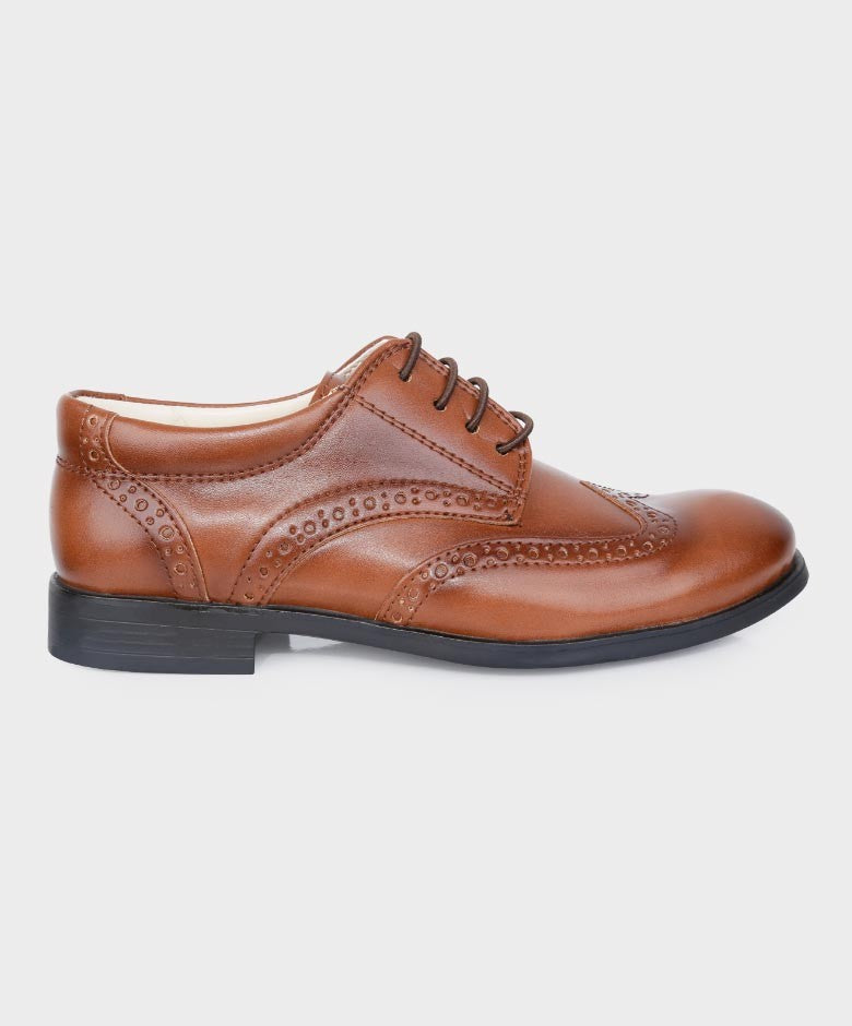 Jungen Derby Brogue Schnürsenkel Dressschuhe - Hellbraun