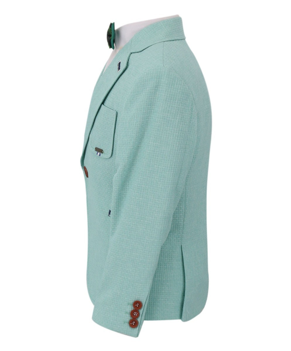 Blazer en Tissu Twill Simple Bouton Slim Fit pour Garçons - TERRY - Vert Aqua