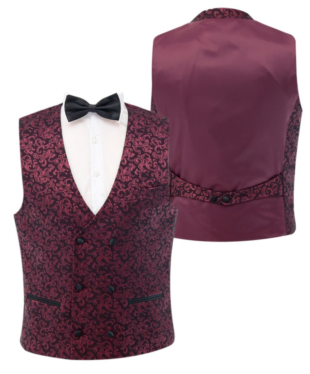 Costume de Smoking à Motif Iridescent Bordeaux pour Homme - AARON - Bordeaux