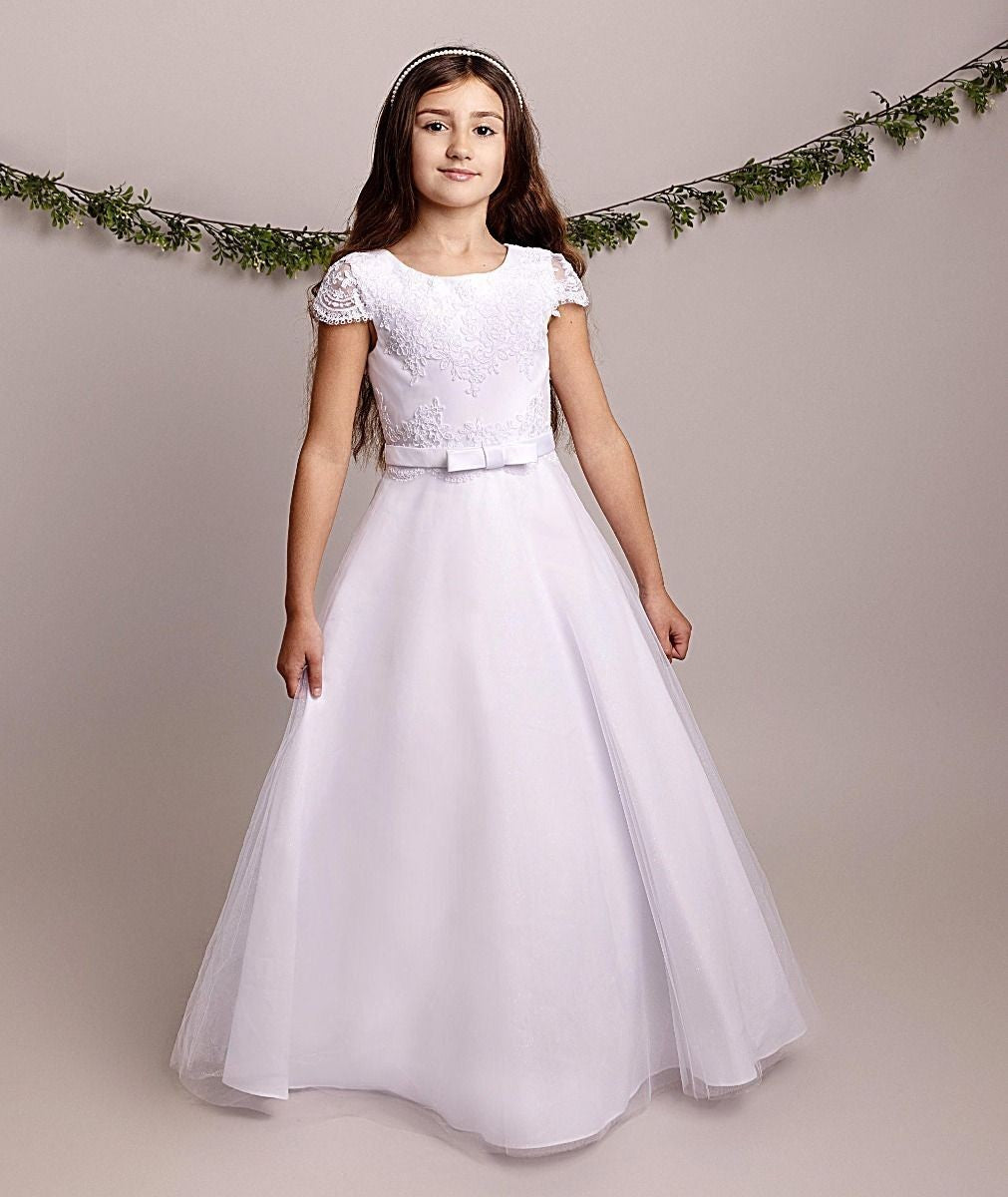 Robe de communion en dentelle blanche pour filles - BILLIE - Blanc