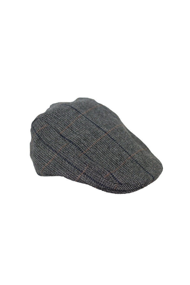 Casquette plate en tweed à carreaux - ALBERT - Gris