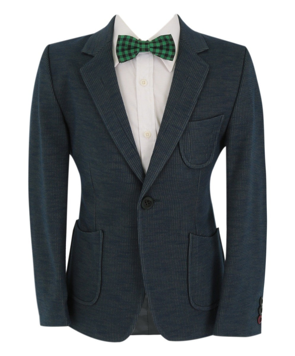 Boys Cotton Blend Slim Fit Formal Twill Blazer - Khaki Green