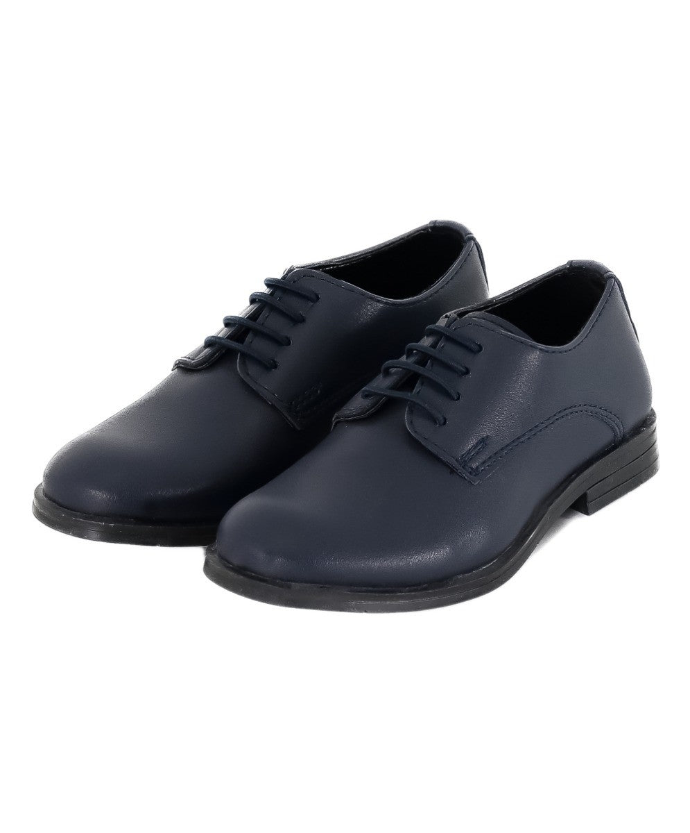 Boys Derby Mat Lace Up Formal Navy Blue Shoes - Atlanta - Navy Blue