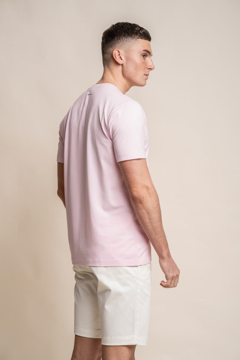 T-shirt en coton à col rond pour hommes - BOGART - Rose