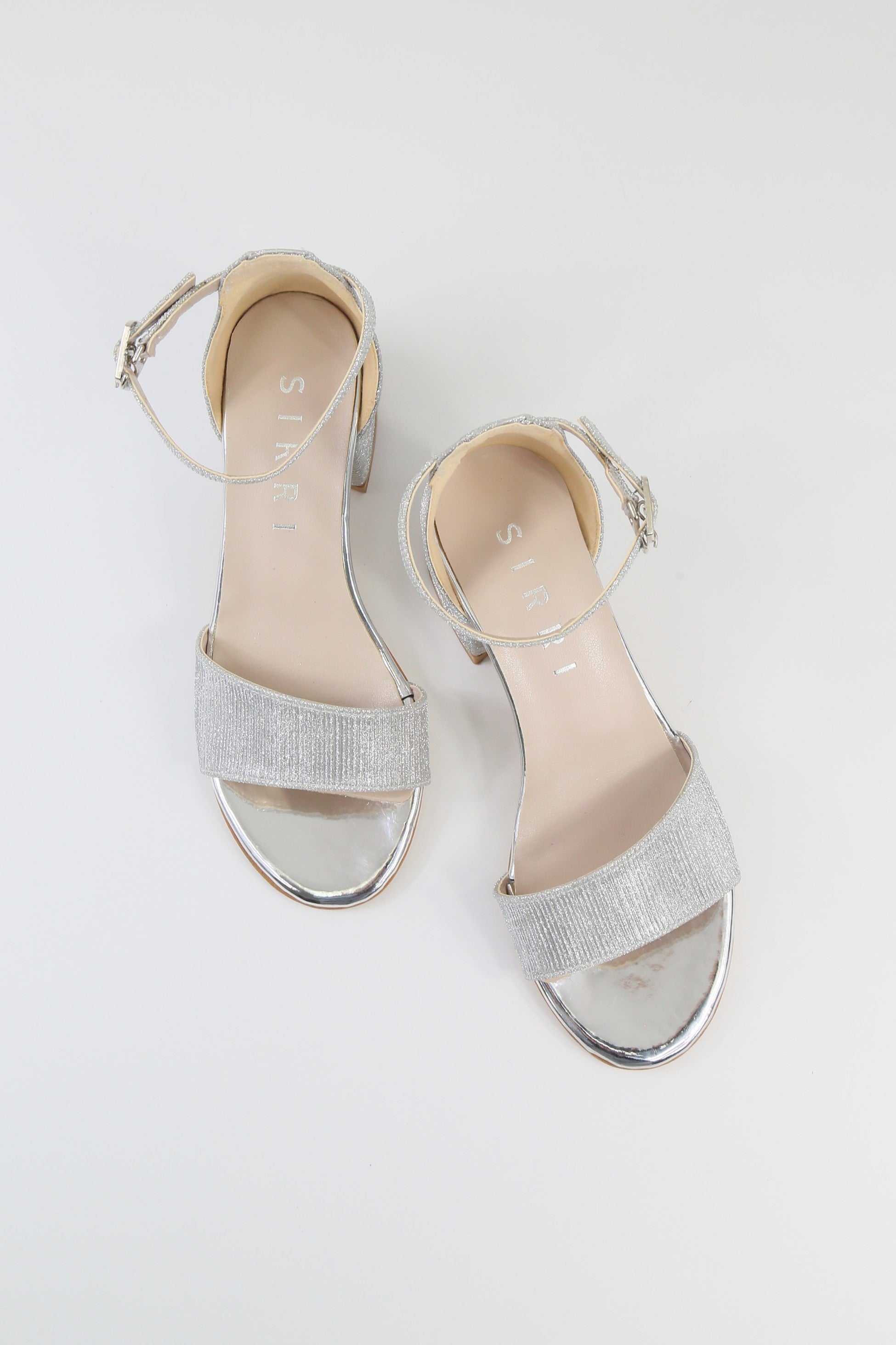 Mädchen Texturierte Silber Blockabsatz Sandalen - JENNY - Silber