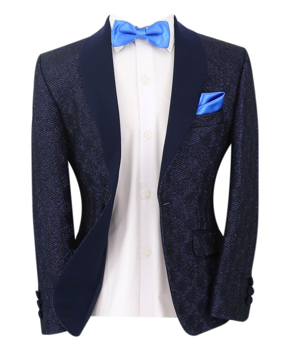 Costume de Smoking en Tweed Slim Fit pour Garçons - ROBBIE - Bleu Marine