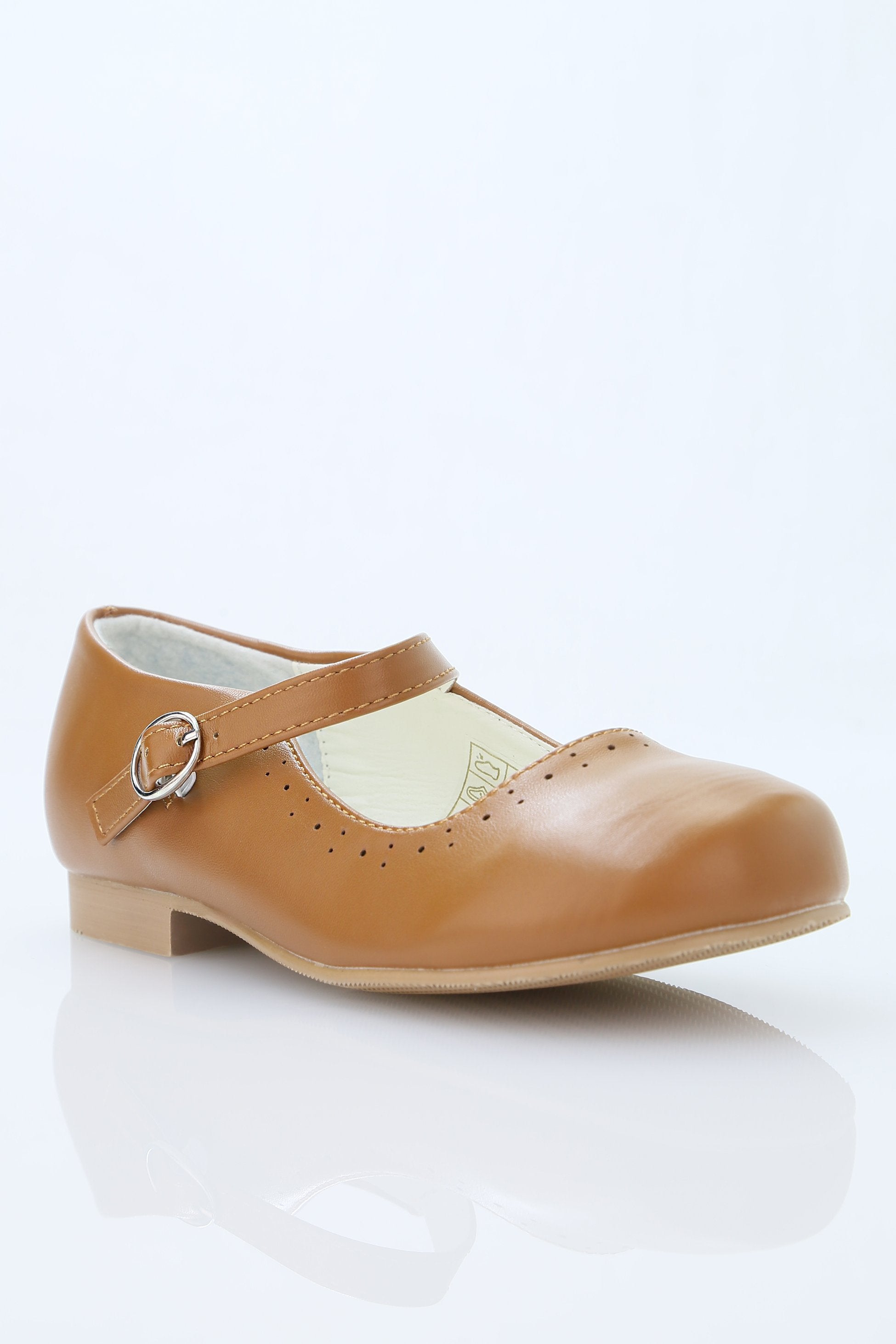 Chaussures perforées Mary Jane classiques pour filles – ABBEY_Matt - Marron Moutarde