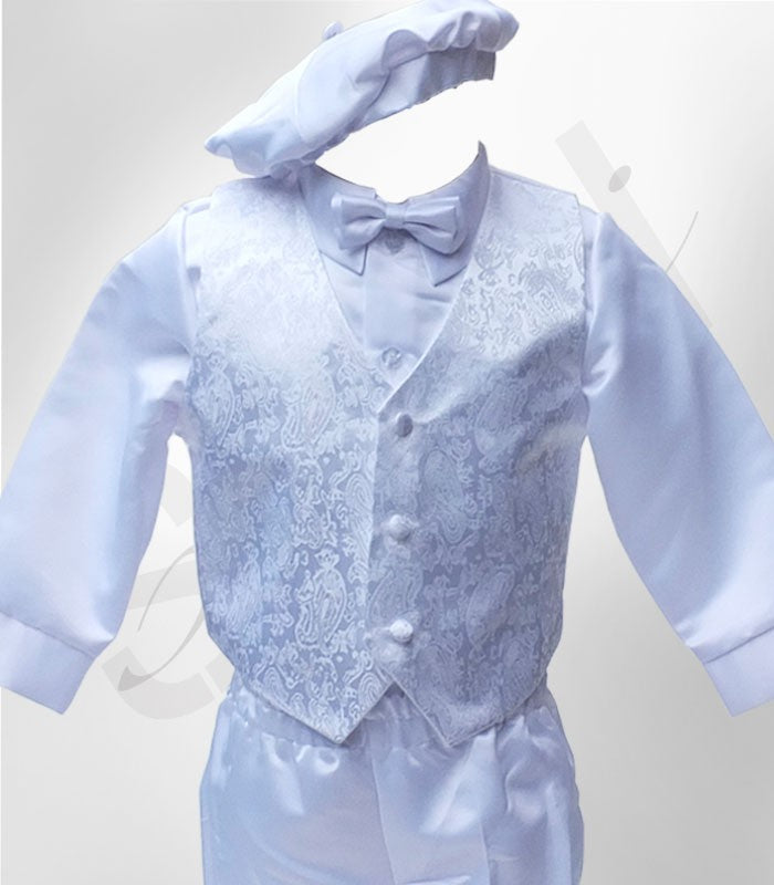 Baby Boys All In One Christening Suit Set - White