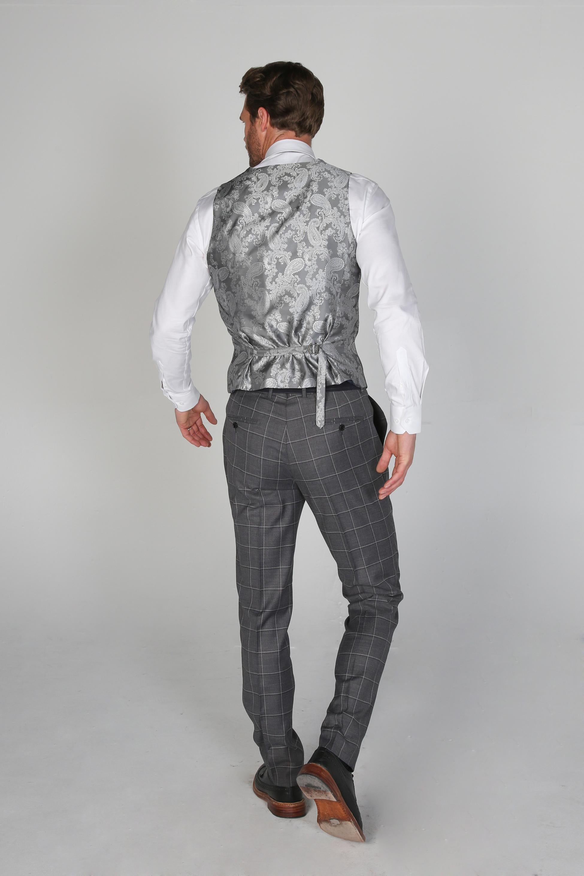 Gilet à Carreaux Windowpane Tailored Fit pour Homme - HOBBS - Gris