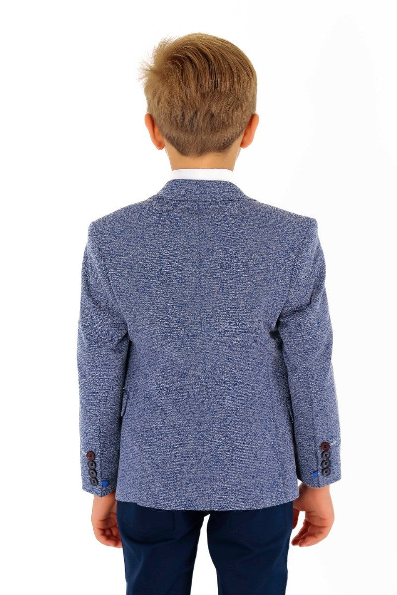 Jungen Baumwoll Slim Fit Blazer und Westen-Set - Frank - Dunkelblau