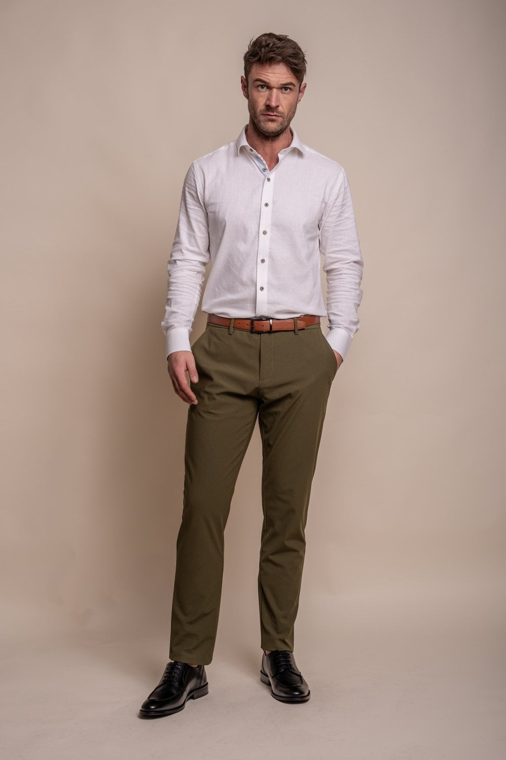 Men's Slim Fit Casual Trousers - REED - Khaki