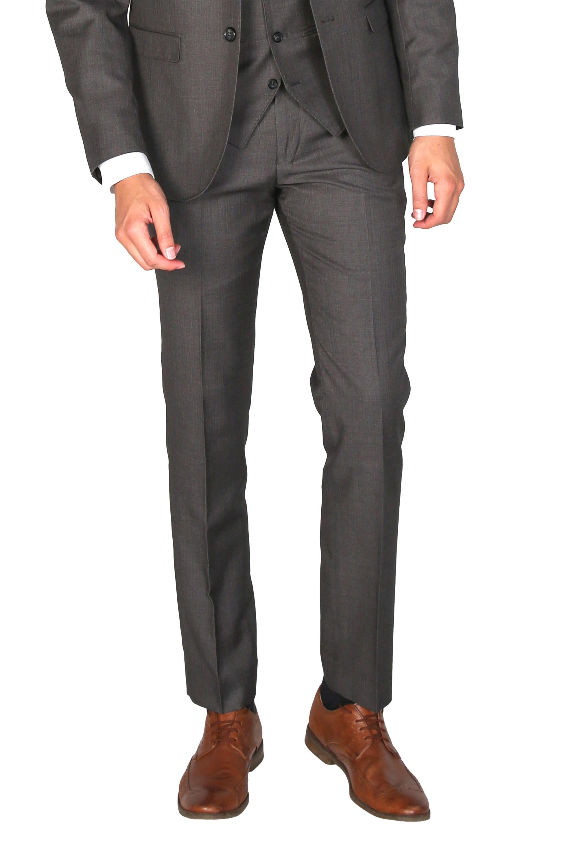 Men's Tailored Fit Formal Trousers  - CHARLES - Charcoal Grey