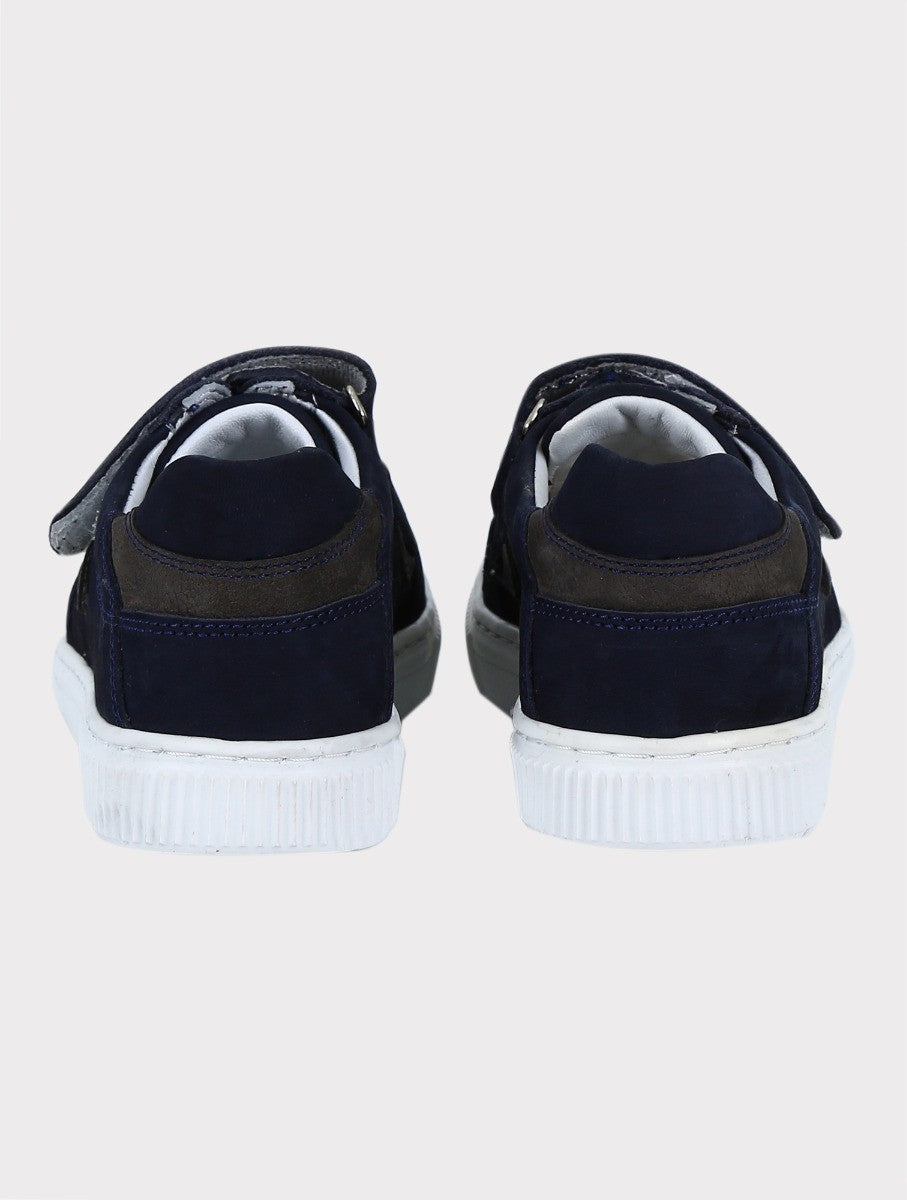 Jungen Wildleder Klettverschluss Sneakers - Navyblau - Grau