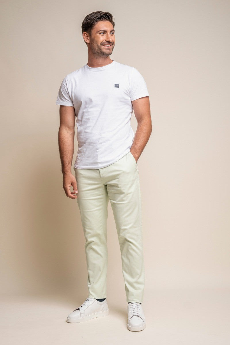 Pantalons chino en coton pour hommes - DAKOTA - Crème Sauge