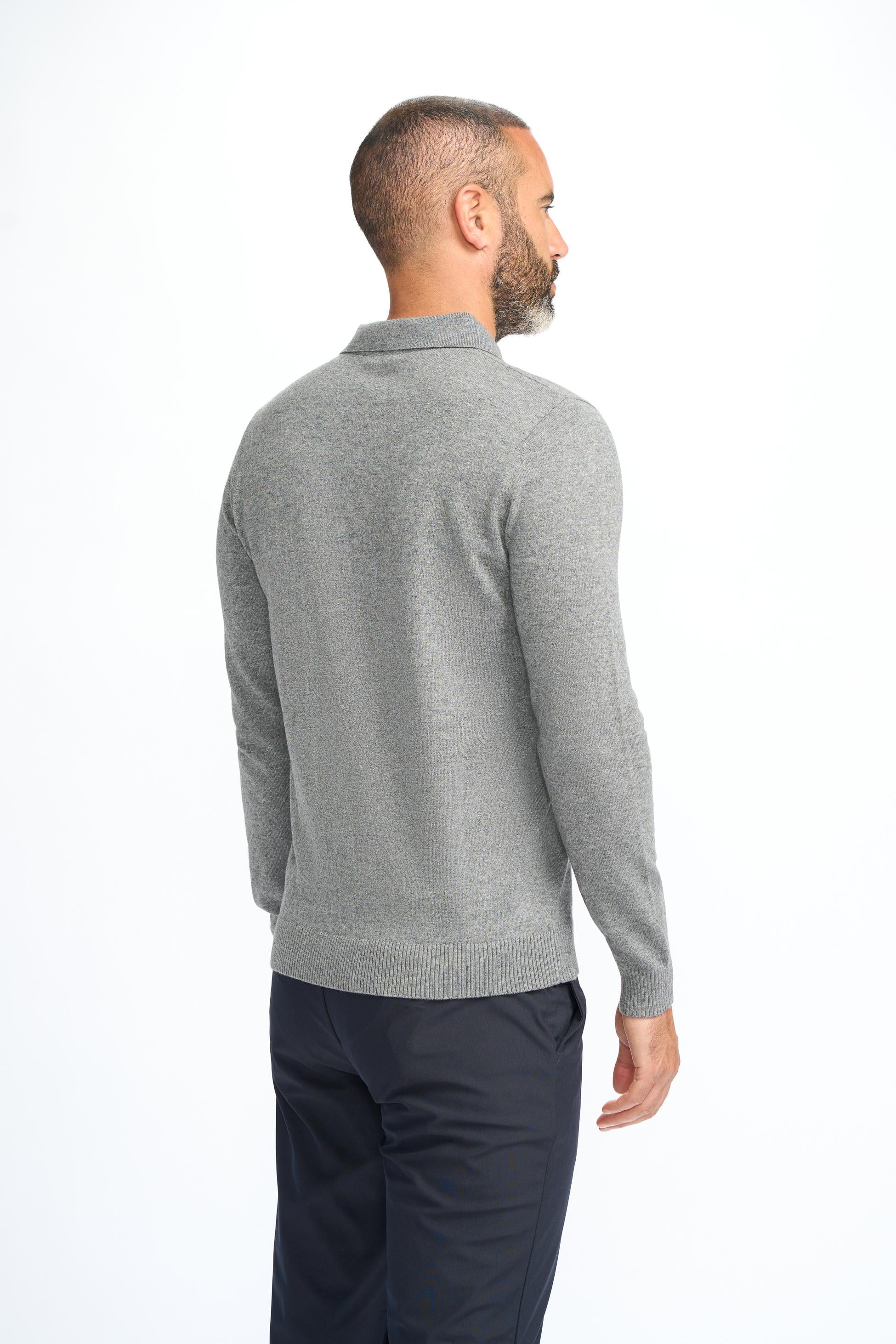 Chemise à manches longues en laine tricotée pour hommes - Boom - Gris