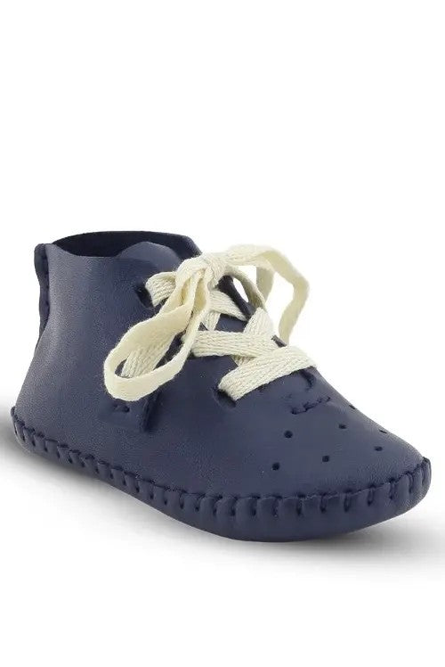 Baby Jungen Vorläufer Echtleder Weichsohlen Krippenschuhe - Navyblau