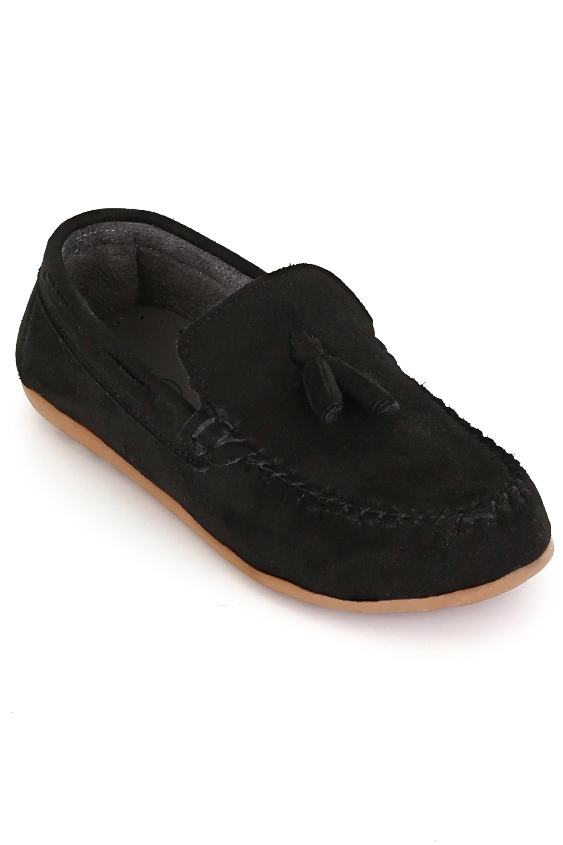 Jungen Slip-On Quasten Wildleder Penny Loafer - BABYLON - Schwarz