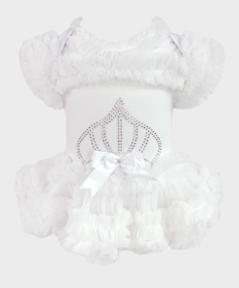 Baby Mädchen Tüll Baumwoll Tutu Bodysuit - Weiß