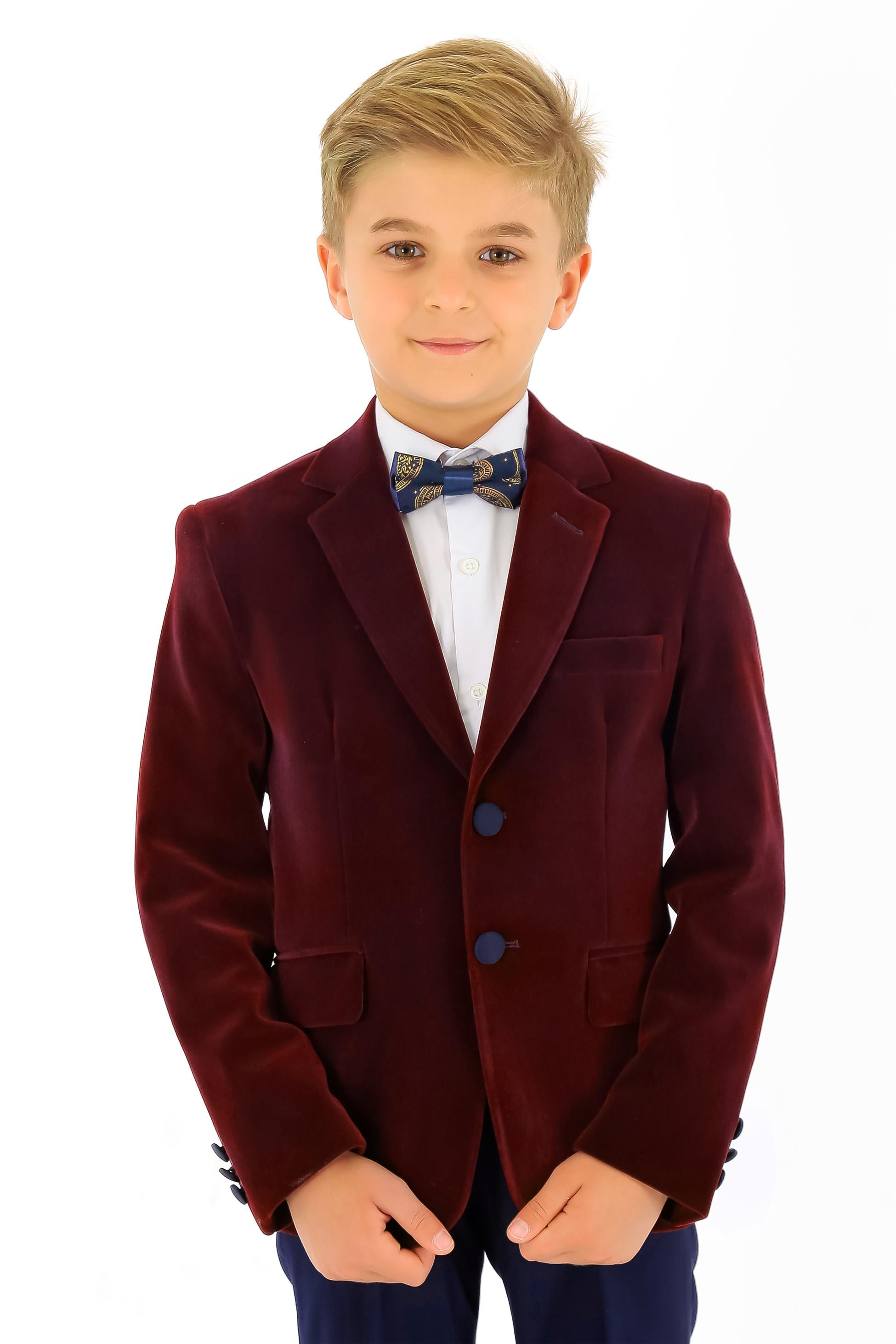 Jungen Samt Slim Fit Formal Blazer - Hackney - Burgunder