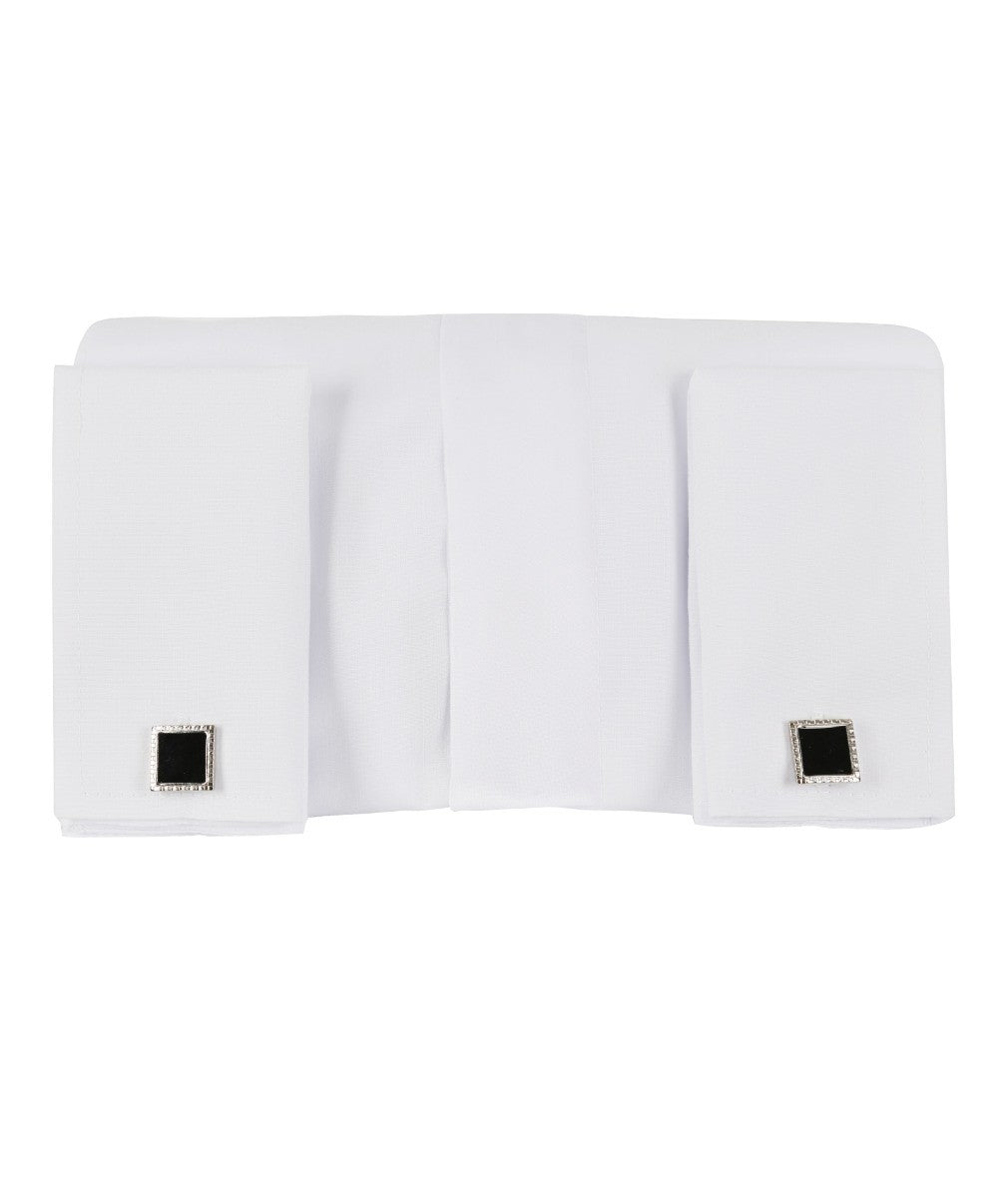 Boys Wing Collar White Cufflink Shirt - White