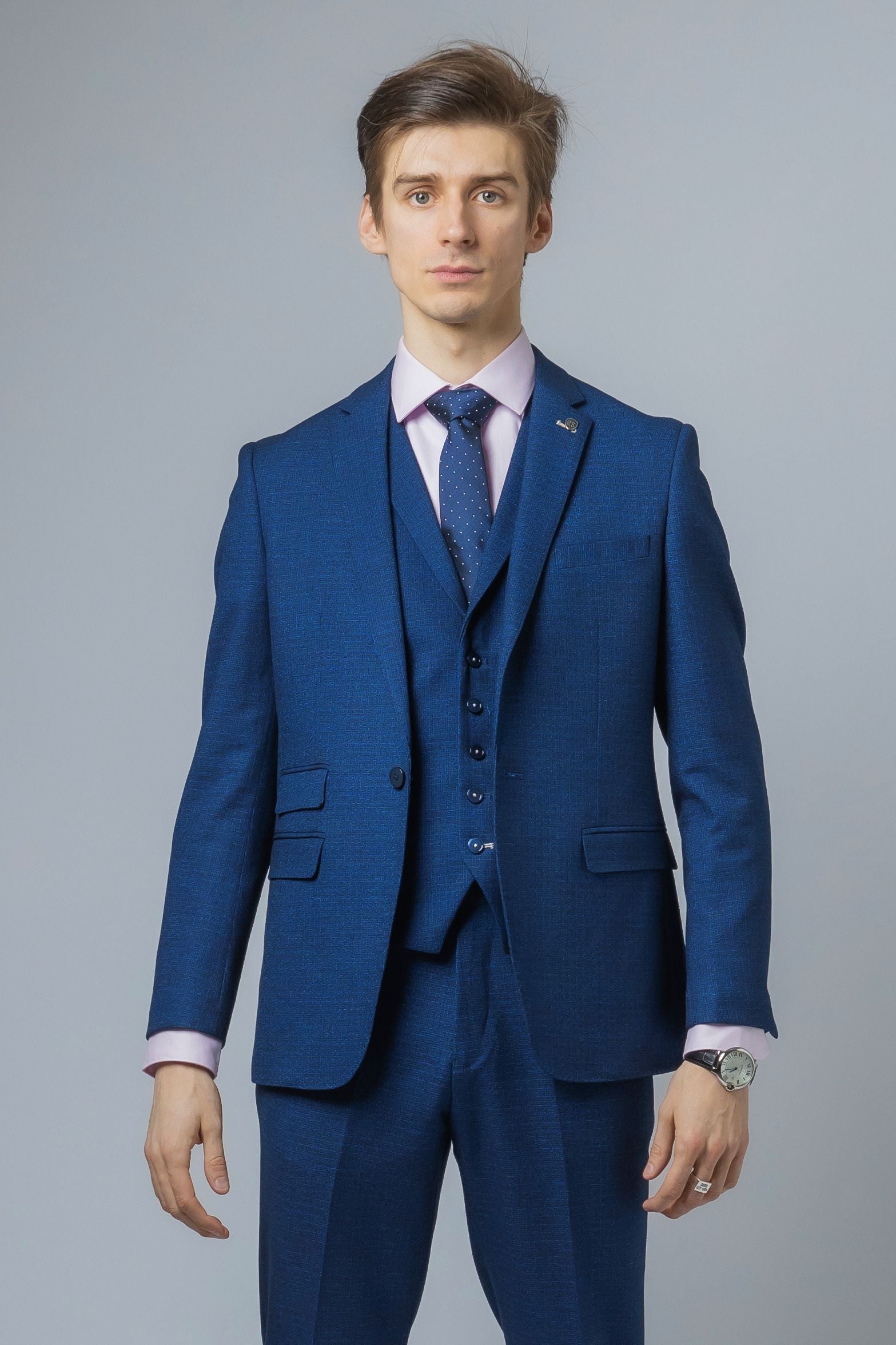 Men's Slim Fit Blue Suit Jacket - MATEO - Indigo Blue