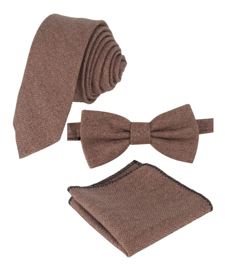 Mouchoir de Poche en Tweed à Motif Chevron pour Hommes et Garçons - Brun Beige