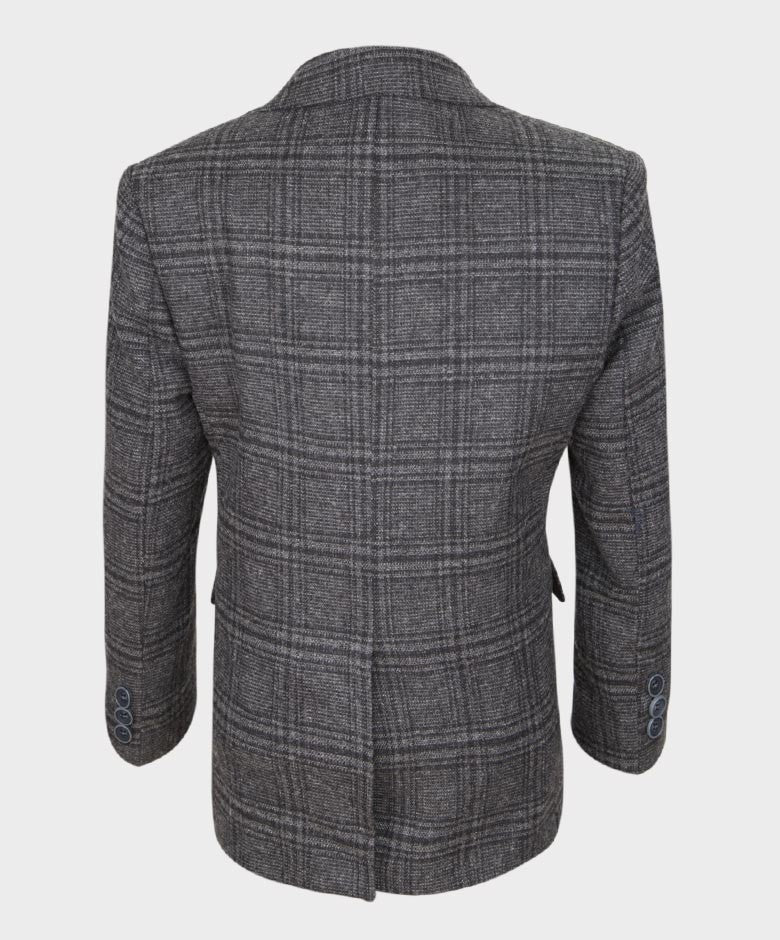 Costume en Tweed à Carreaux Tailored Fit pour Garçons - HURRICANE - Gris Charbon