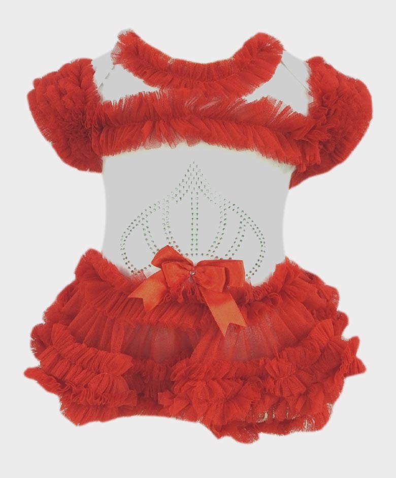 Bodysuit Tutu en Tulle et Coton pour Fillettes - Rouge