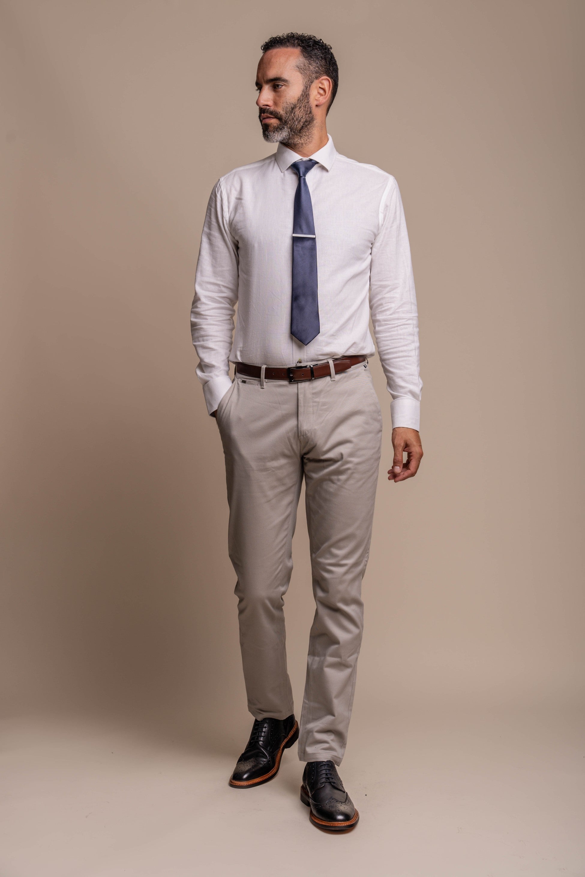 Herren Tweed Karo & Beige Chino Kombiniertes Anzugset - CARIDI