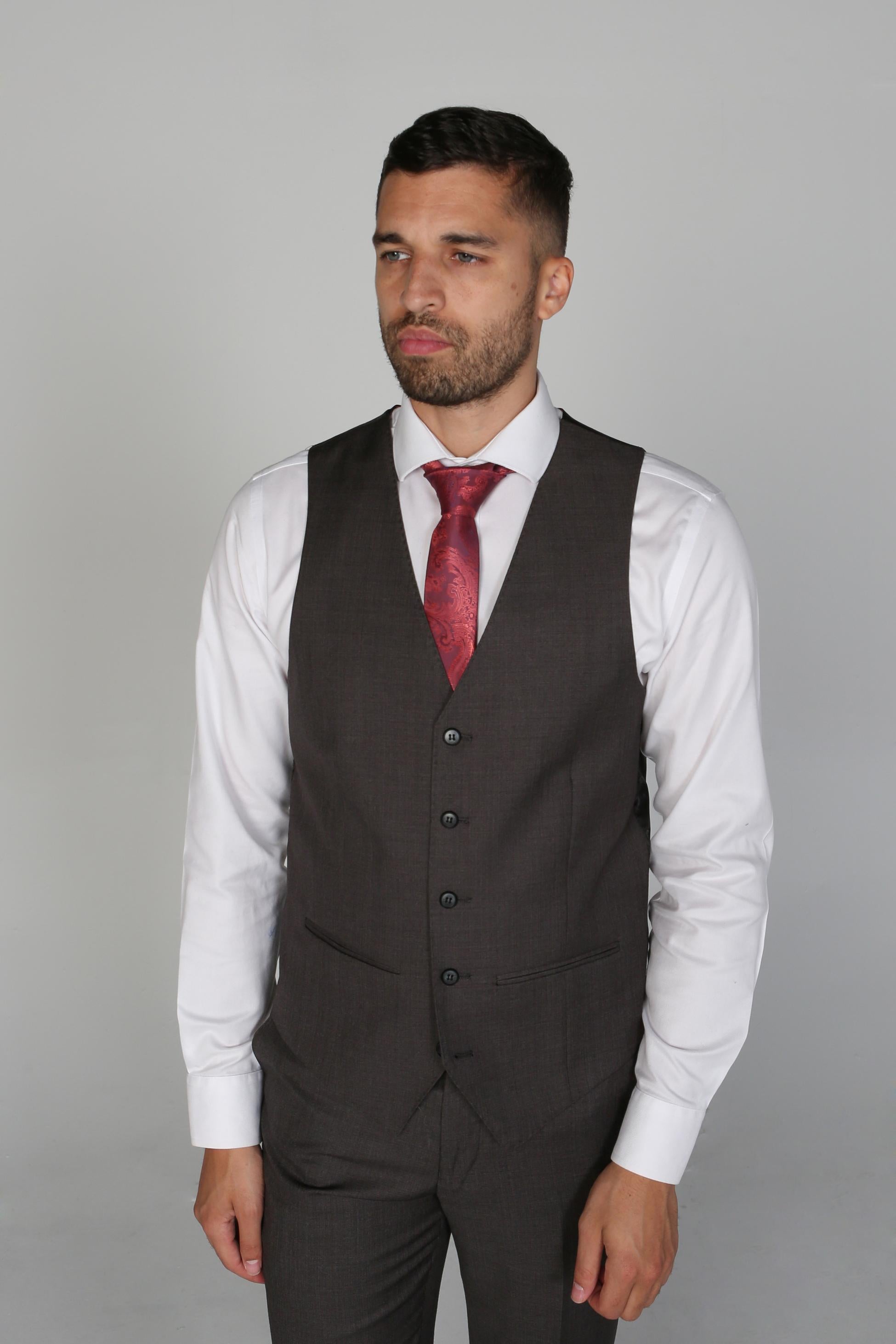 Men's Tailored Fit Formal Waistcoat  - CHARLES - Charcoal Grey