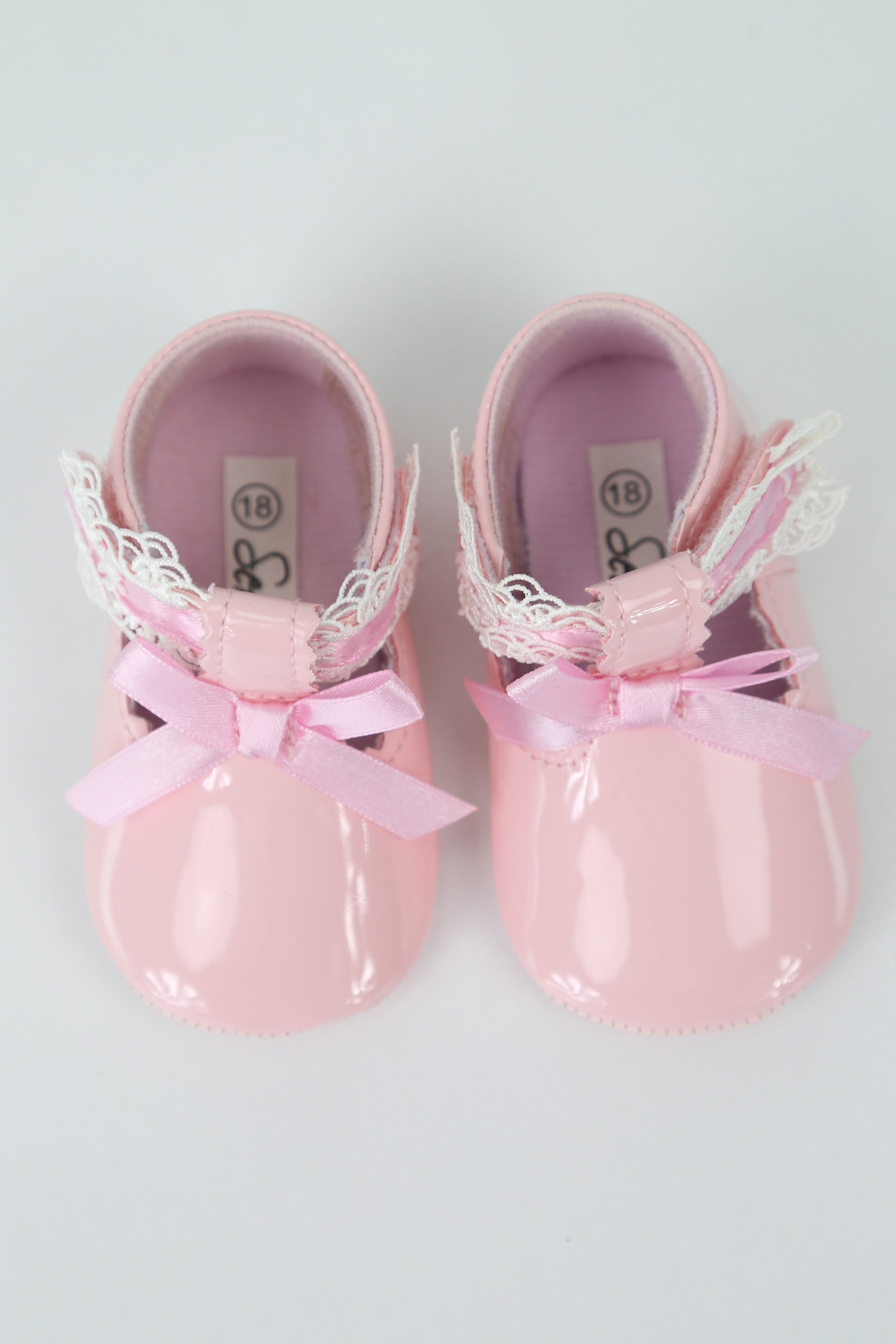 Baby Mädchen Lack Taufschuhe mit Spitzendetails - VALENTINA - Pink