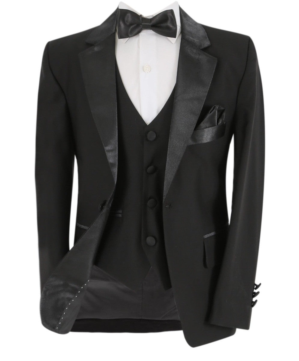 Jungen Glanzrevers Tuxedo Anzug - Schwarz