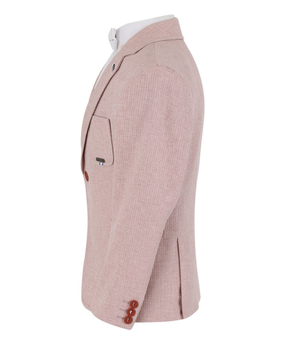 Blazer en Tissu Twill Simple Bouton Slim Fit pour Garçons - TERRY - Rose Poudré