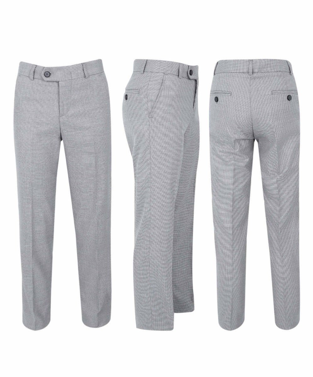 Jungen Slim Fit Windowpane Karoanzug-Set - Grau