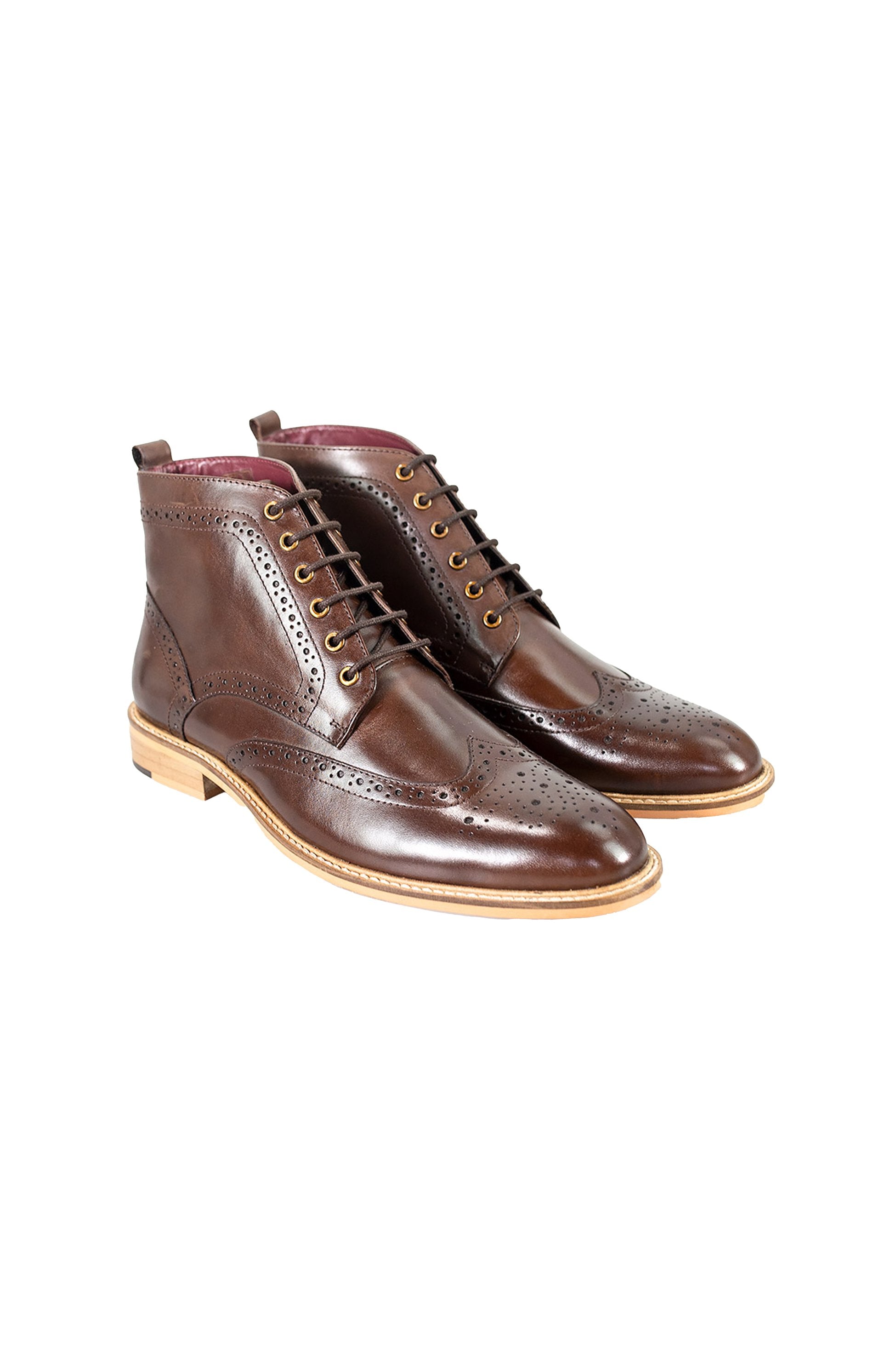 Bottes Brogue en Cuir à Lacets pour Homme - HOLMES - Brun Foncé