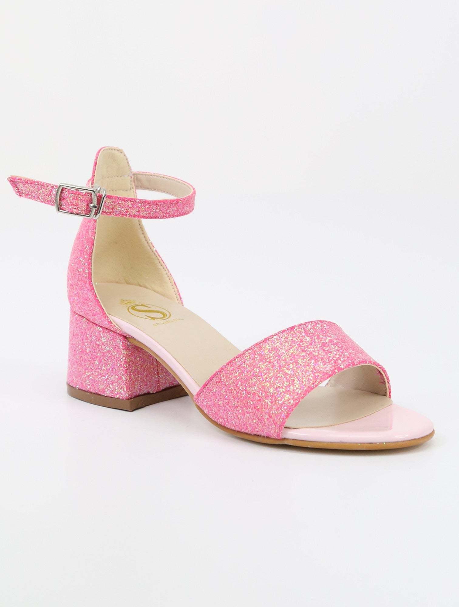 Sandales à Bloc Talon avec Bride à la Cheville pour Filles - SPARKLE - Rose Cerise