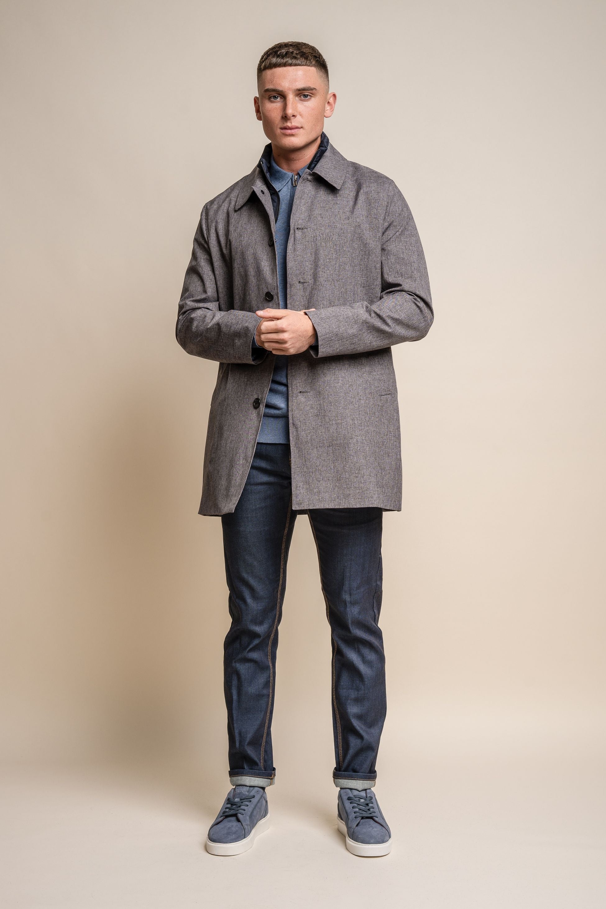 Manteau Midi Geke avec Fermeture Éclair Amovible pour Homme - BRANDO - Gris