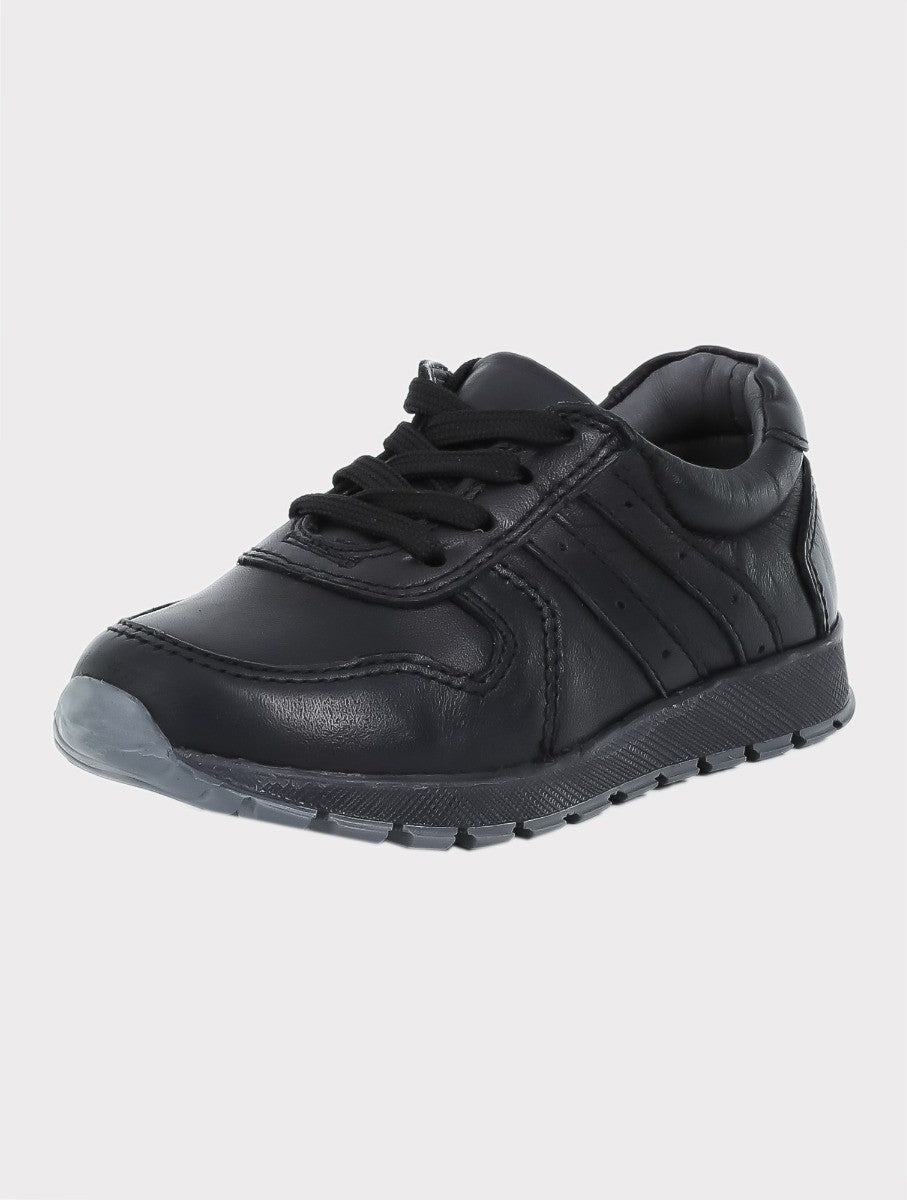 Jungen Echtleder Casual Sneaker Schuhe - Schwarz