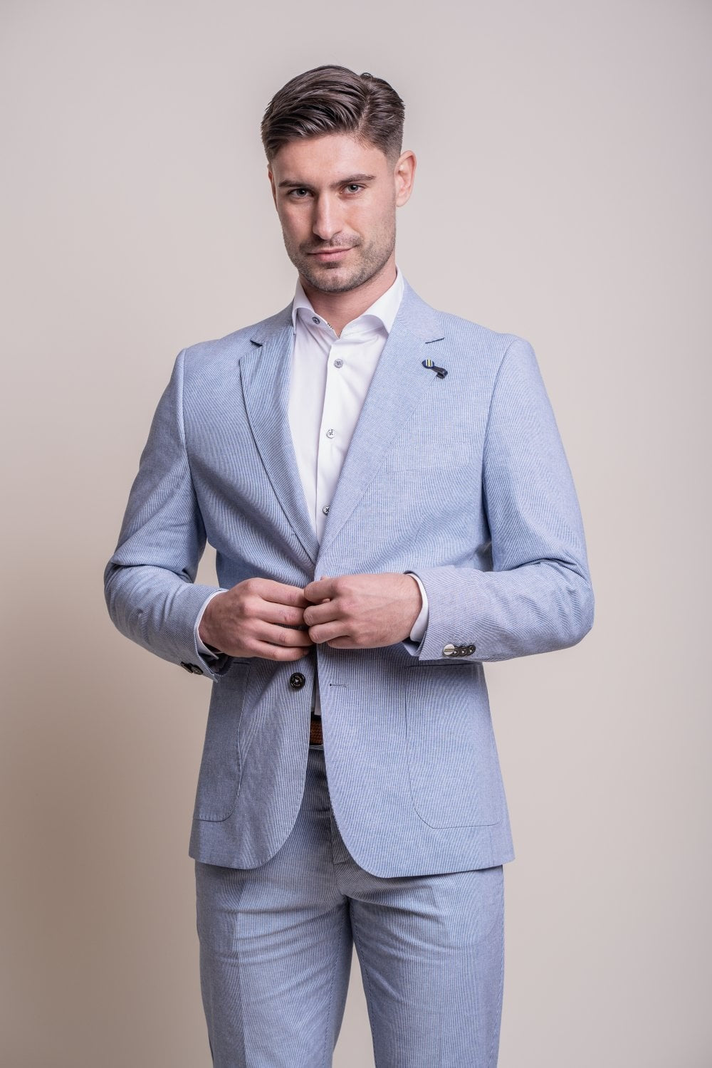 Men's Slim Fit Textured Suit - FREDRIK Blue - Blue