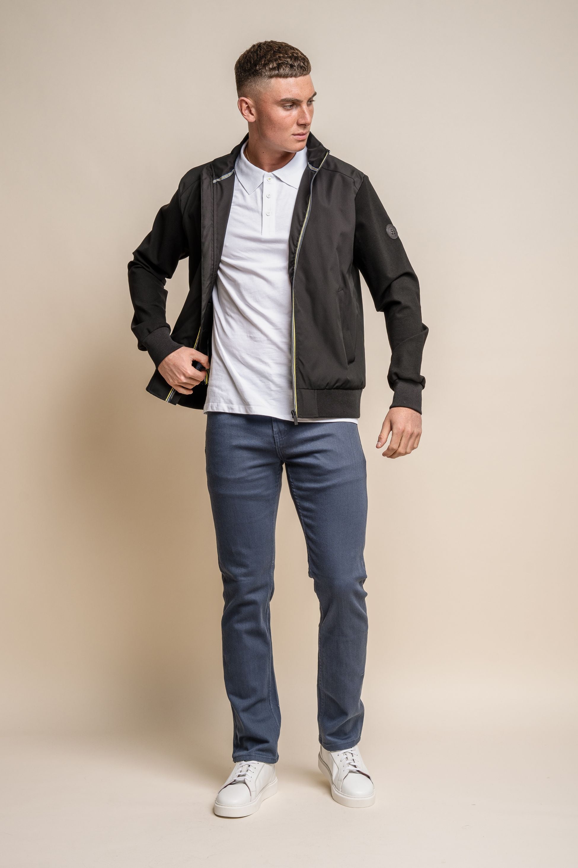 Men's Lightweight Slim Fit Bomber Jacket - KASPER - Black