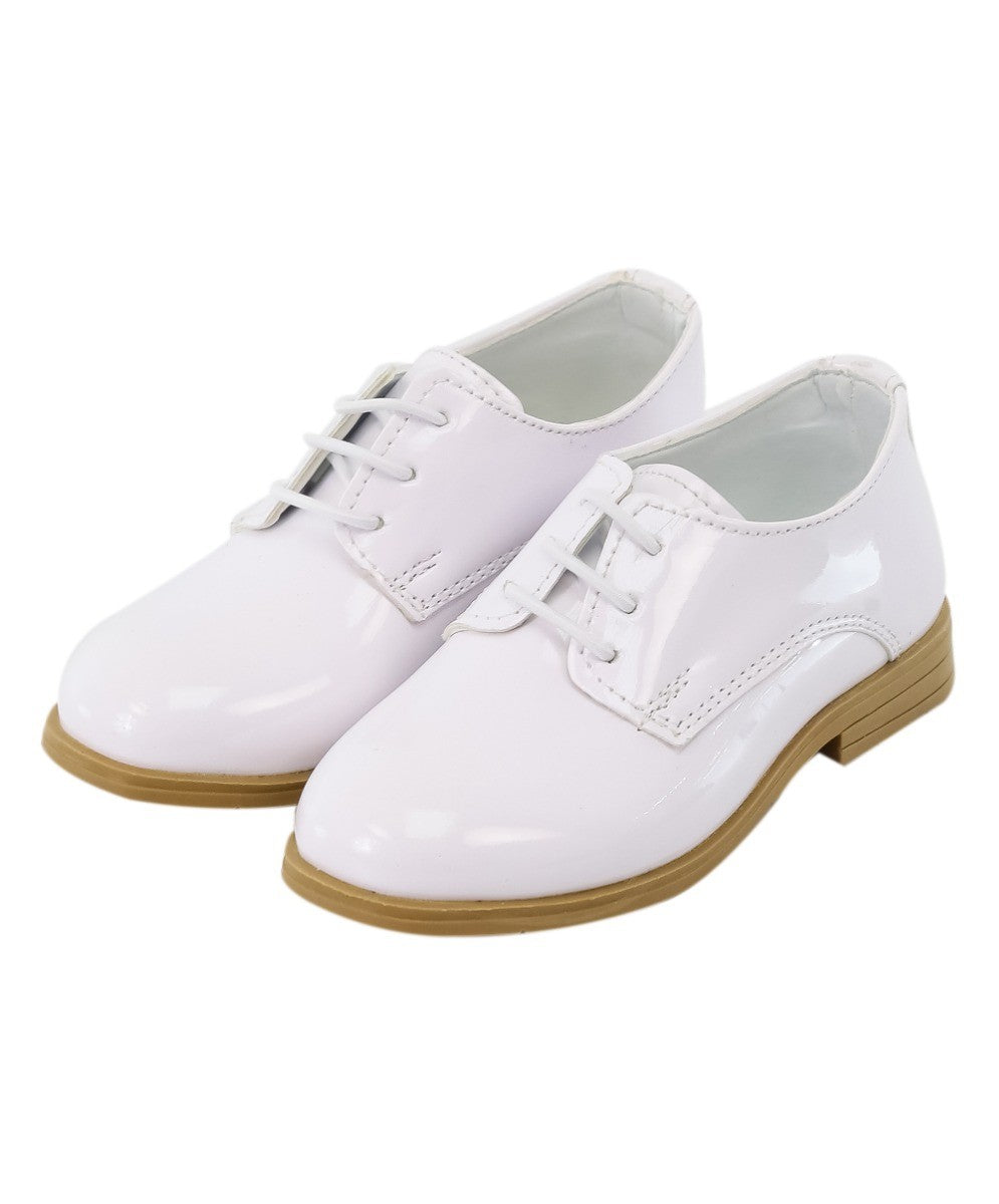 Chaussures de Communion Derby Vernies Blanches à Lacets pour Garçons - Blanc